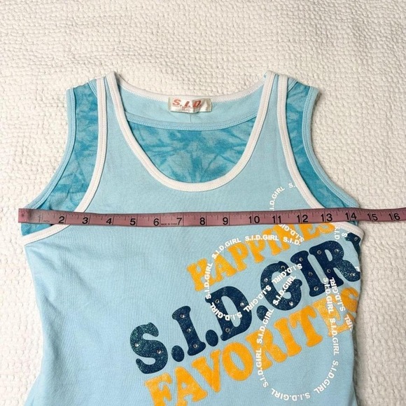 S.I.D blue layered graphic bedazzled tank from japan - Picture 6 of 7